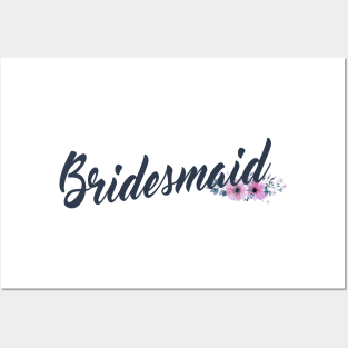 Elegant Bridesmaid Floral Wedding Calligraphy Posters and Art